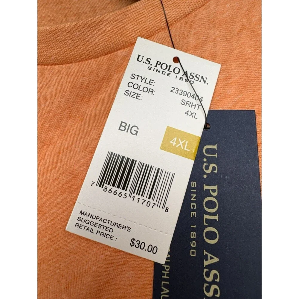 Polo Ralph Lauren Men Orange T Shirt Crew Neck Tee Big & Tall SIZE 4XL